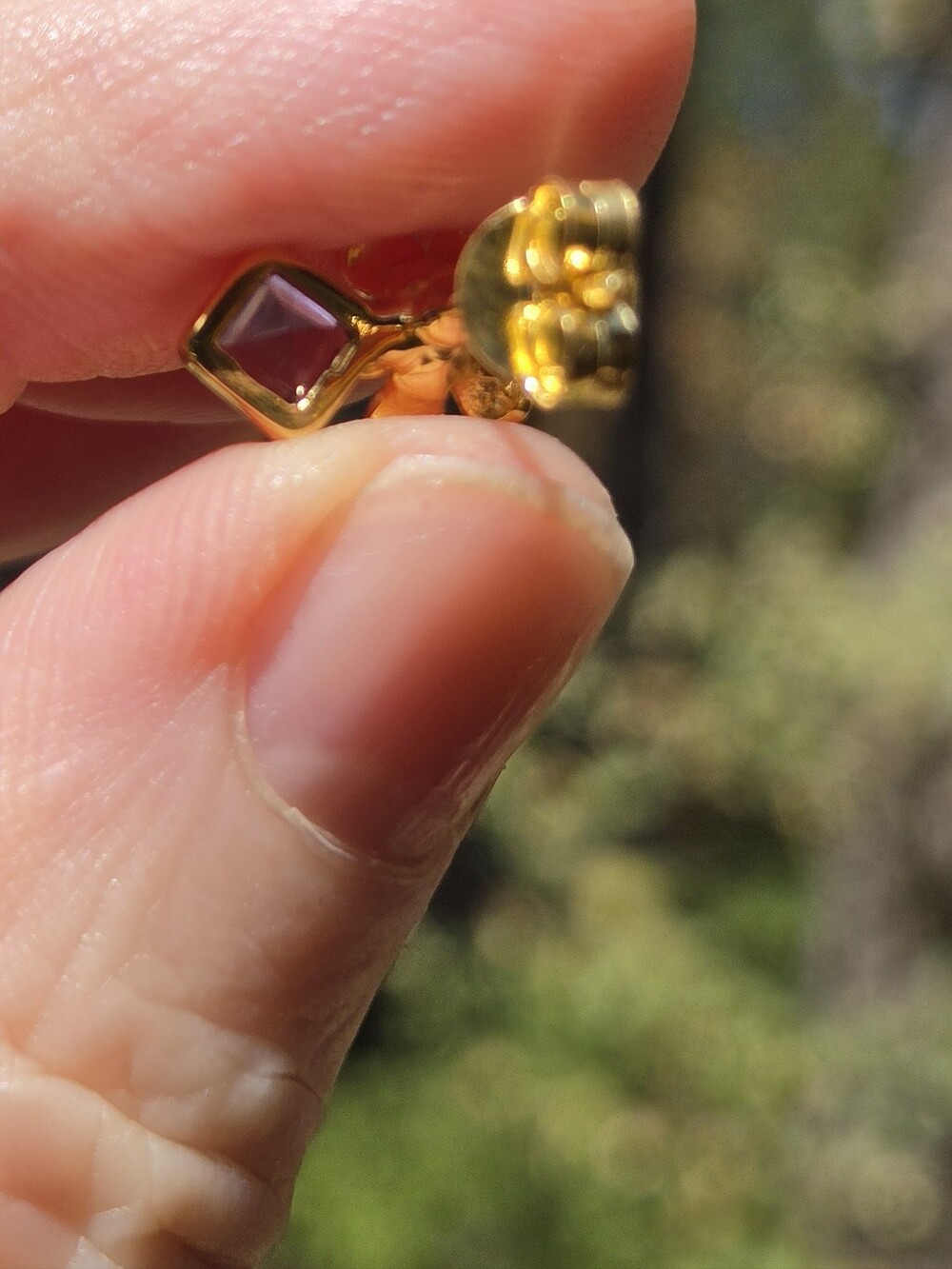 Gold Amethyst Floral Drop Earrings - Picture 7 of 7